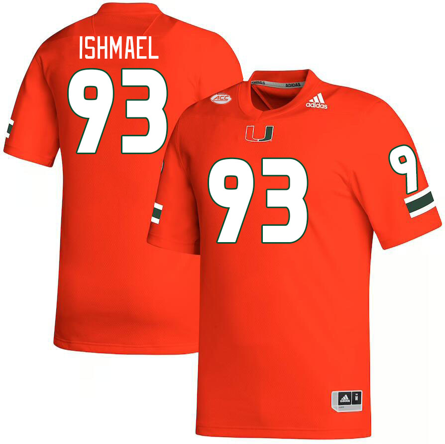 Men #93 Jabari Ishmael Miami Hurricanes College Football Jerseys Stitched-Orange - Click Image to Close